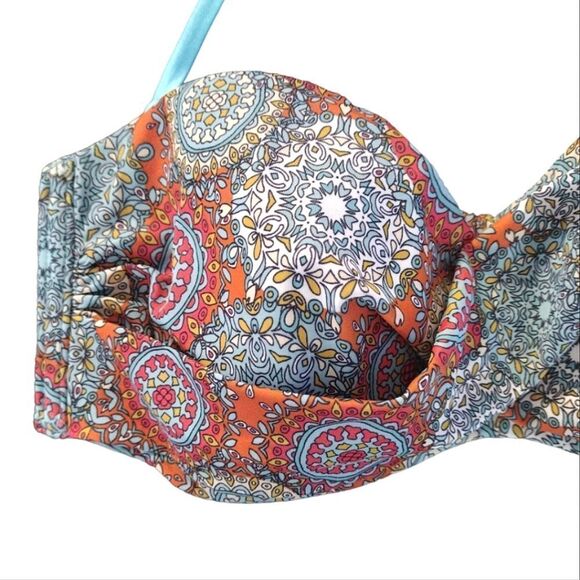 OVS Blue Orange Mandala Bandeau Bikini Swim Top Size 36 B-D * Large - Picture 5 of 13